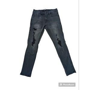 Hollister Skinny Jeans Mens 30x31 Black Distressed Stretch Denim Medium Wash